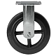 Большегрузное чугунное колесо 200 мм (неповоротное, площадка, черная резина, роликоподшипник) - FCD 80